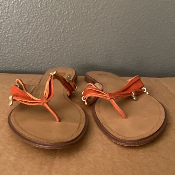 Joes Jeans Orange Leather Strappy Slip On Sandals - Picture 3 of 8